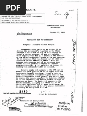 Declassified Papers On Us Israel Nuclear Policy 1969 - 