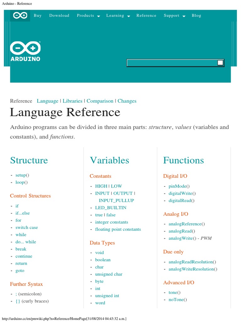 Arduino - Reference | PDF | Integer (Computer Science) | Control Flow