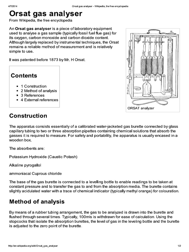 Orsat Gas Analyser | PDF