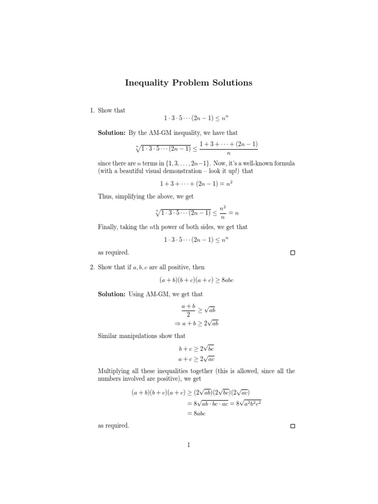 Inequality Problem Solutions Explained | PDF