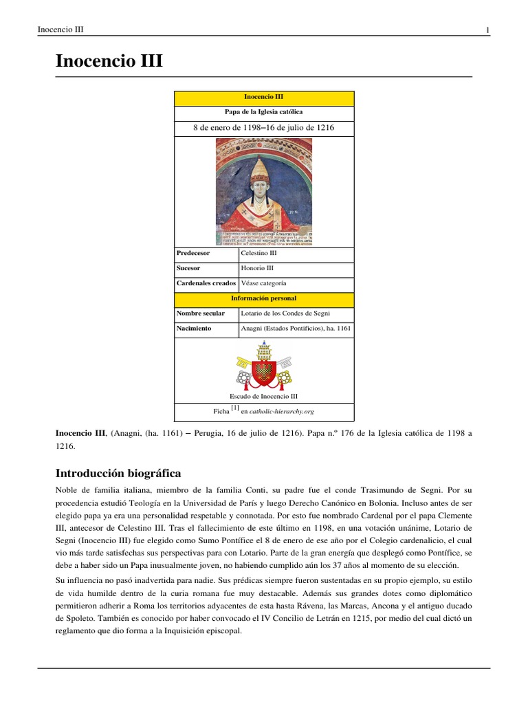 Inocencio III: Papa y Diplomático | PDF | Iglesia Católica | Papa