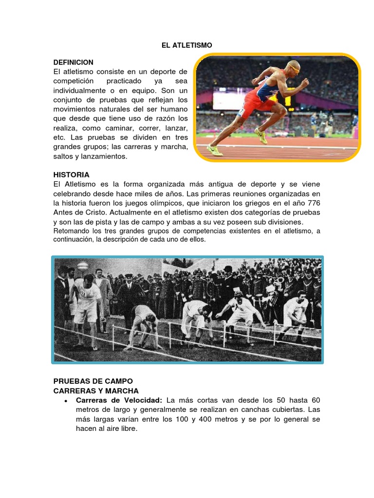 El Atletismo | PDF | Deporte del atletismo | Juegos Olímpicos de verano