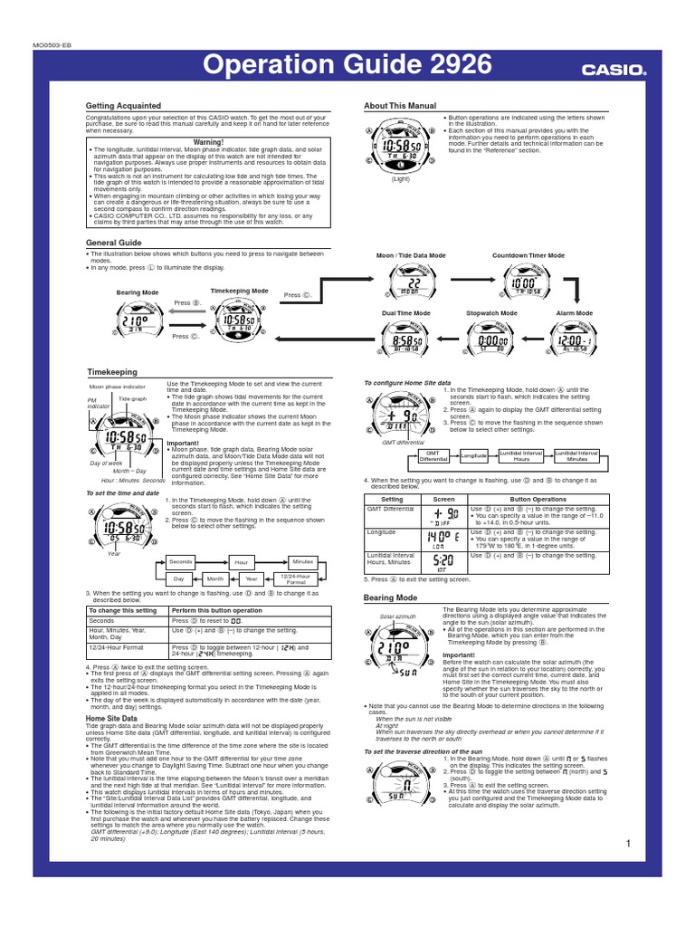 opbevaring officiel vindue Casio W-753-1av | PDF | Tide | Watch