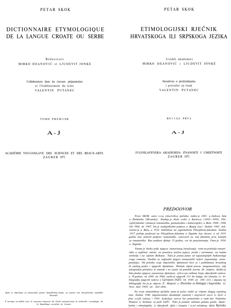 Petar Skok Etimologijski Rjecnik Hrvatskoga Ili Srpskoga Jezika