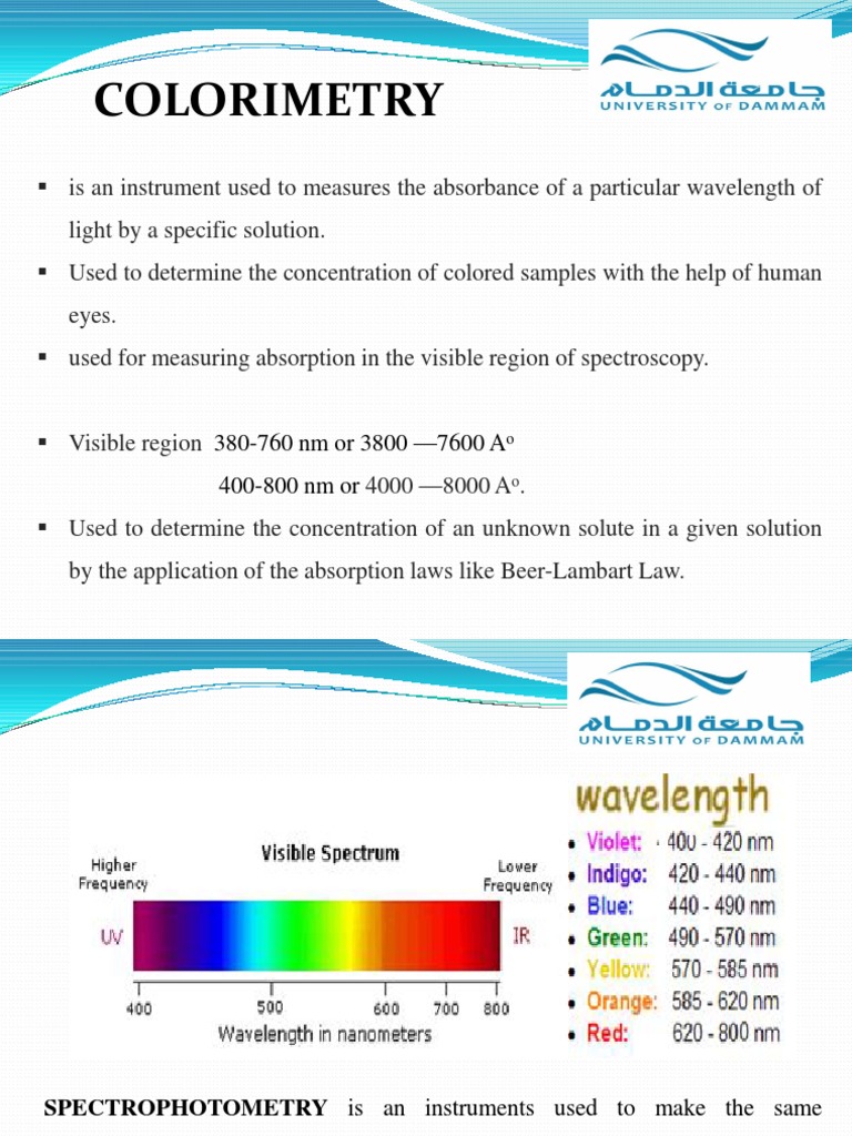 COLORIMETRY Absorbance Spectrophotometry