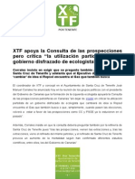 XTF apoya la Consulta de las prospecciones pero critica “la utilización partidista de un gobierno disfrazado de ecologista”.doc