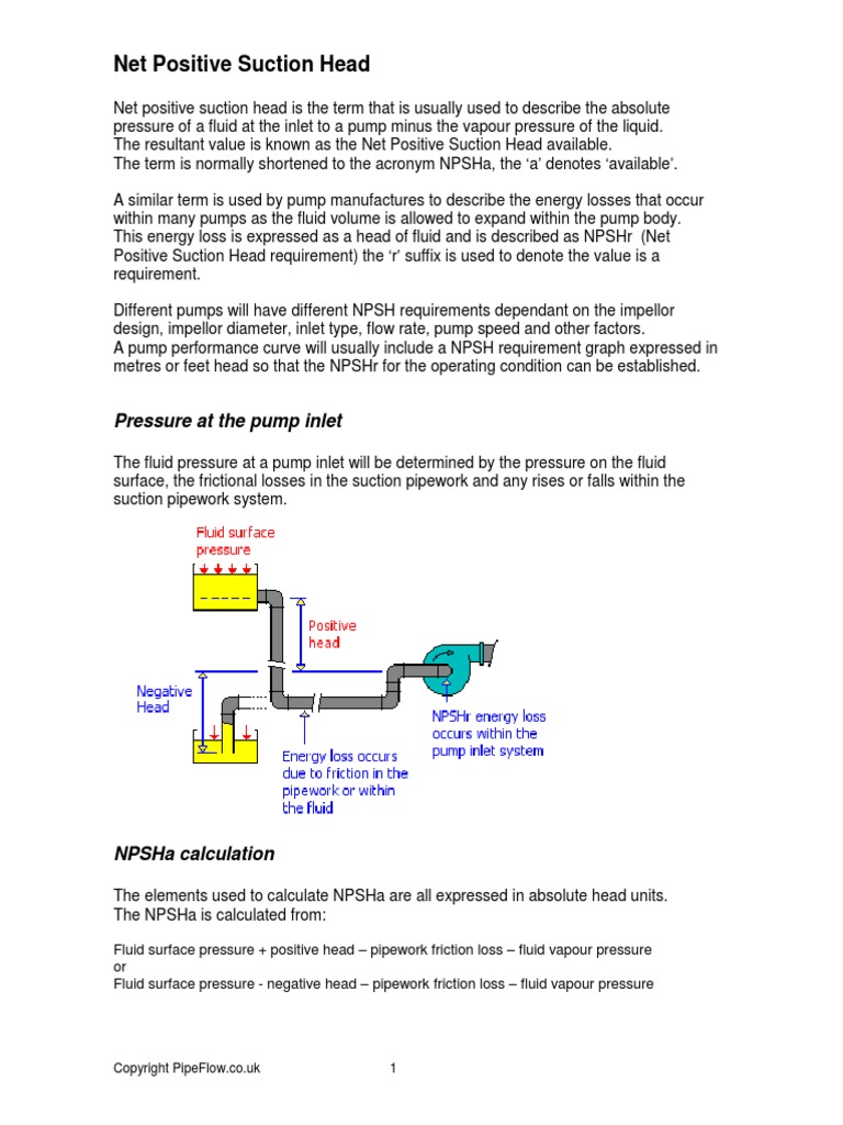 Net Positive Suction Head or NPSH Phases Of Matter Pressure