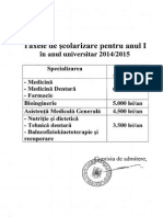 Cuantum Taxe Scolarizare 2014-2015