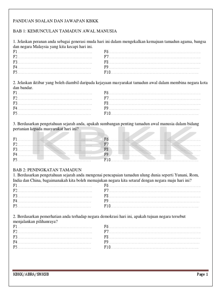 Contoh Soalan Kbat Sejarah Tingkatan 3 - Selangor w