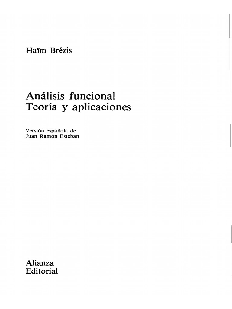 Haim Brezis Analisis Funcional, Teoria y Aplicaciones en Español PDF
