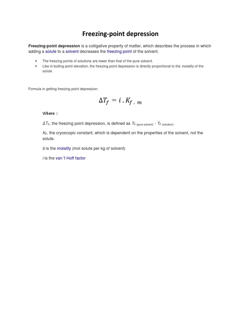 Freezing-Point Depression | PDF | Science & Mathematics