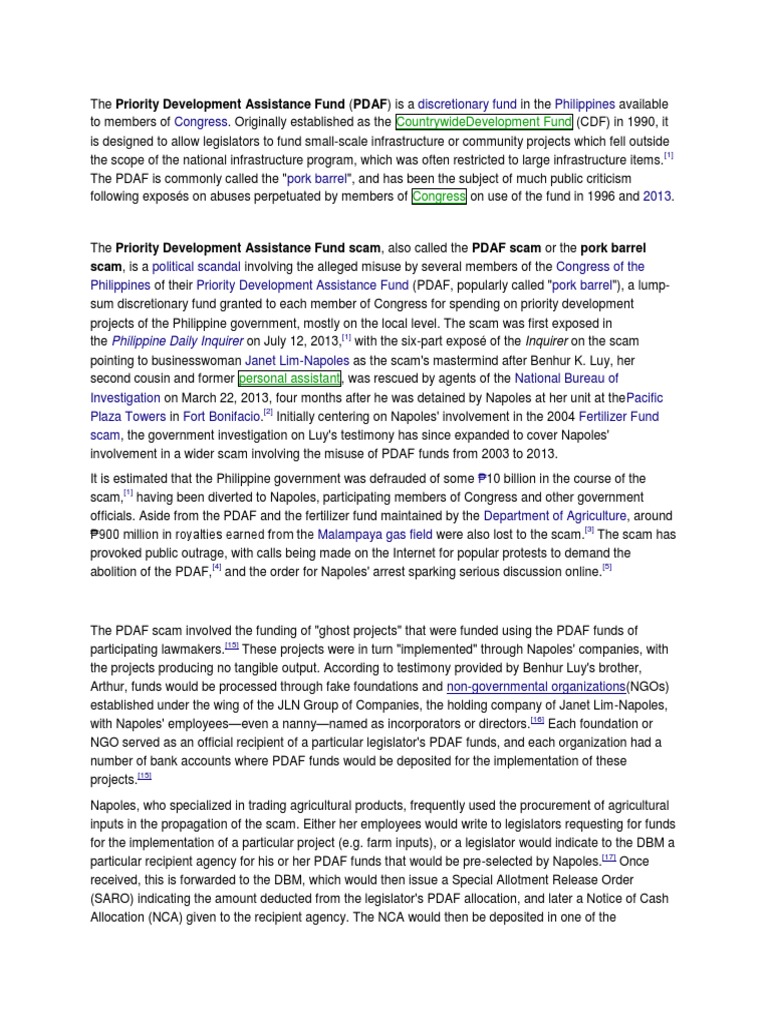 The Pork Barrel Scandal An InDepth Examination of the Priority