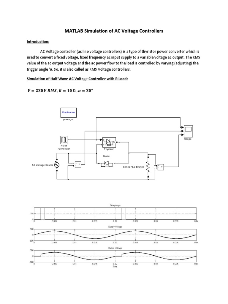MATLAB Simulation of AC Voltage Controllers Alternating Current