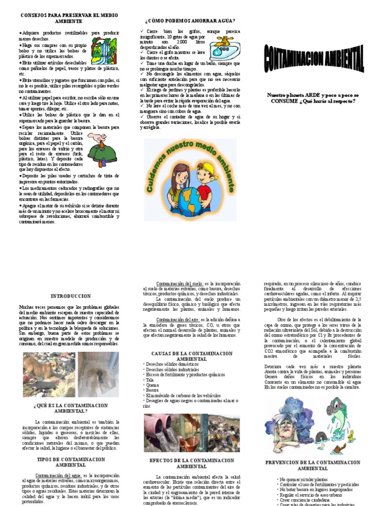 Consejos para Cuidar el Medio Ambiente | PDF | Residuos | Contaminación