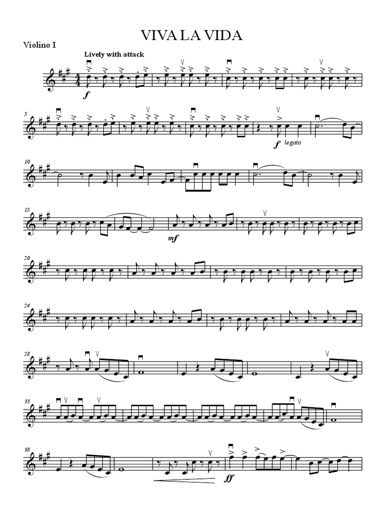 Viva La Vida String Quartet Violino 1 PDF