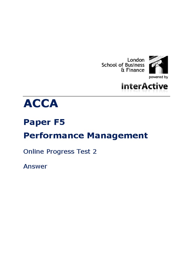 ACCA F5 Performance Management Test Answers | PDF | Teaching Methods ...