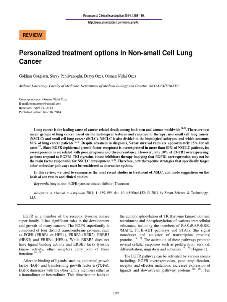Personalized Treatment Options in Non-Small Cell Lung Cancer 2014 | PDF ...