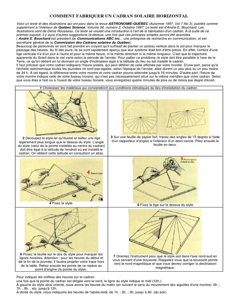 Fabriquer un cadran solaire horizontal PDF Heure Boussole — free download