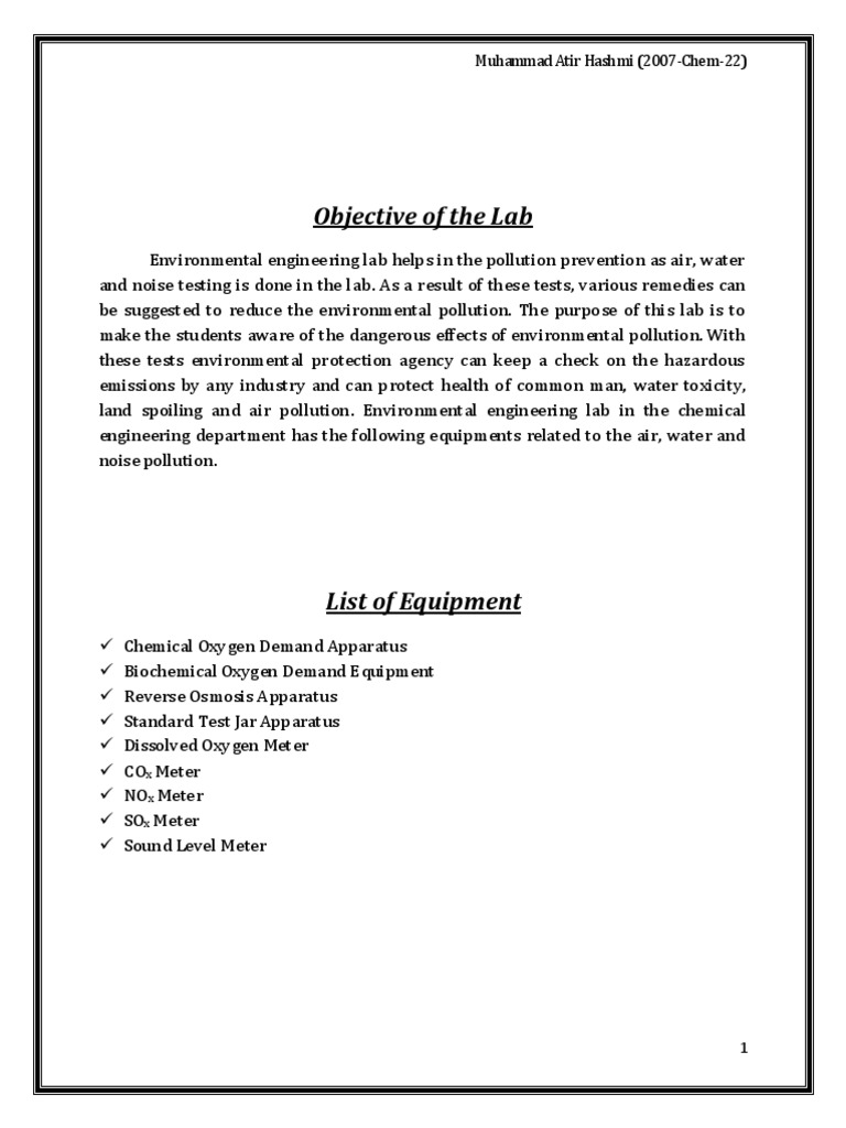 Objective of The Environment Lab | PDF | Transparent Materials ...