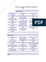 Universidades Nacionales y Privadas de Argentina Ordenadas Por Región