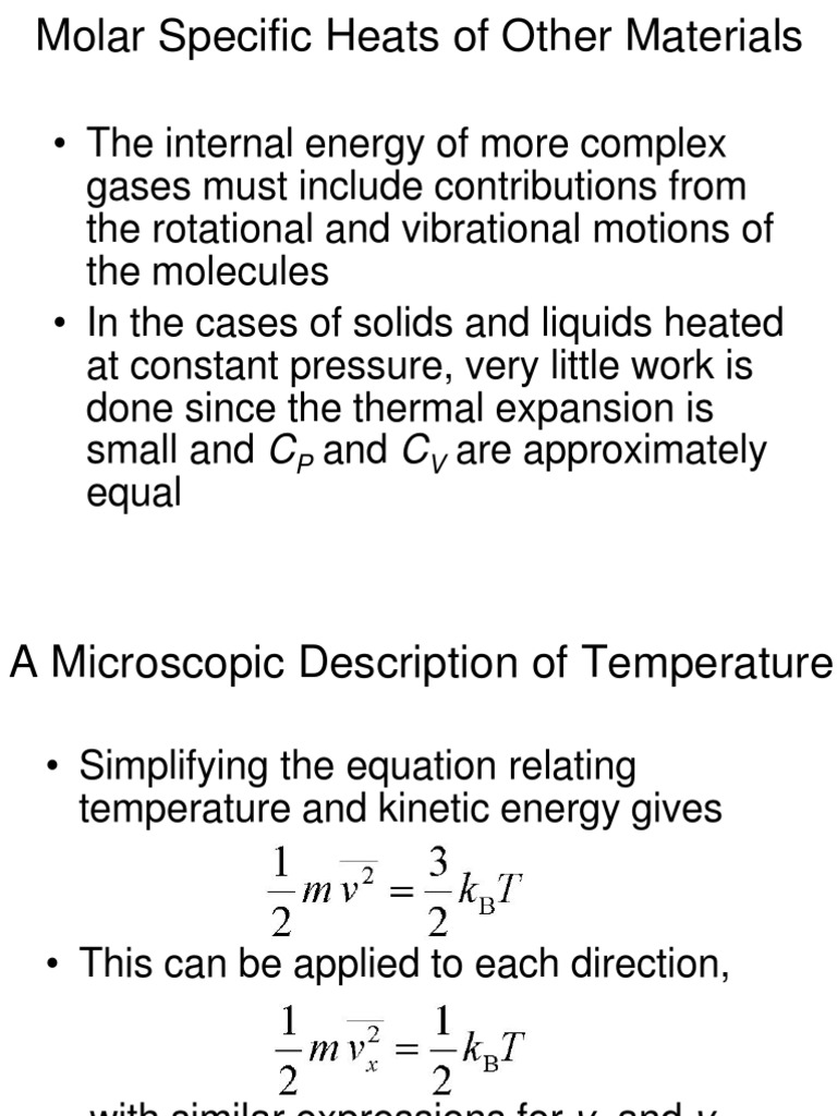Molar Specific Heats of Other Materials PDF Heat Capacity Gases