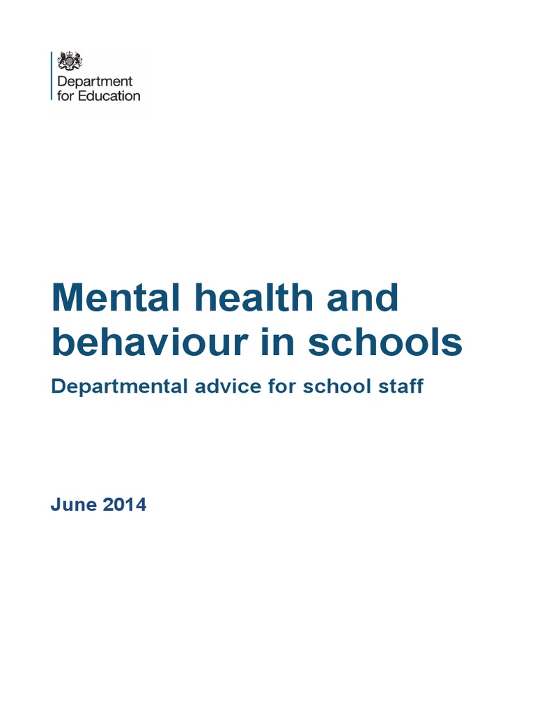 Mental Health and Behaviour in Schools - DFE Advice (2014) | PDF ...