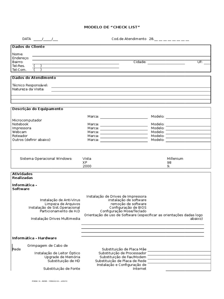 Modelo Check List Informatica | PDF | Computação e Tecnologia da ...