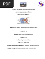 Informe de Inductancia, Motores y Generadores de Cc