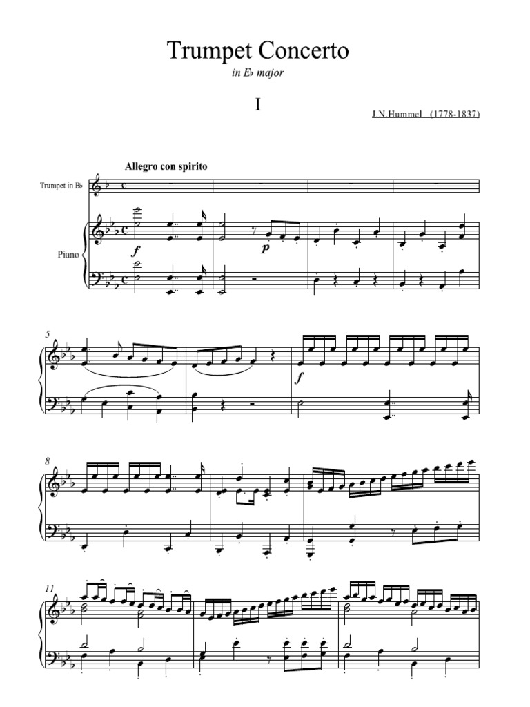 Hummel Trumpet Concerto in Eflat
