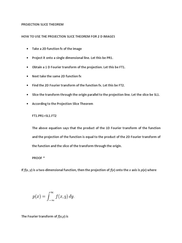 Projection Slice Theorem | PDF | Fourier Transform | Function (Mathematics)