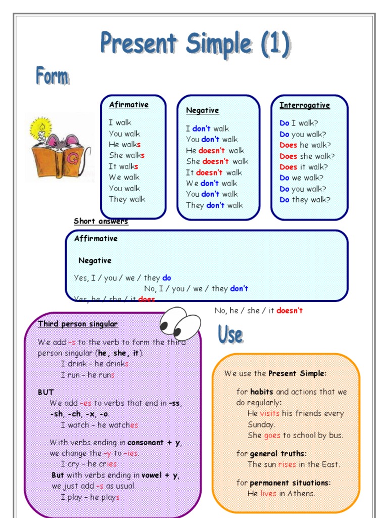 Present Simple Explanation and Exercises[1] | Syntactic Relationships ...