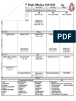 5 Grade Schedule 2014-2015: Duty: Morning Business - Flag, Attendance, Lunch, Homework, Planners