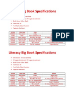 Literacy Big Book Specifications