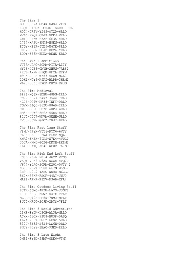 The Sims Late Night Code