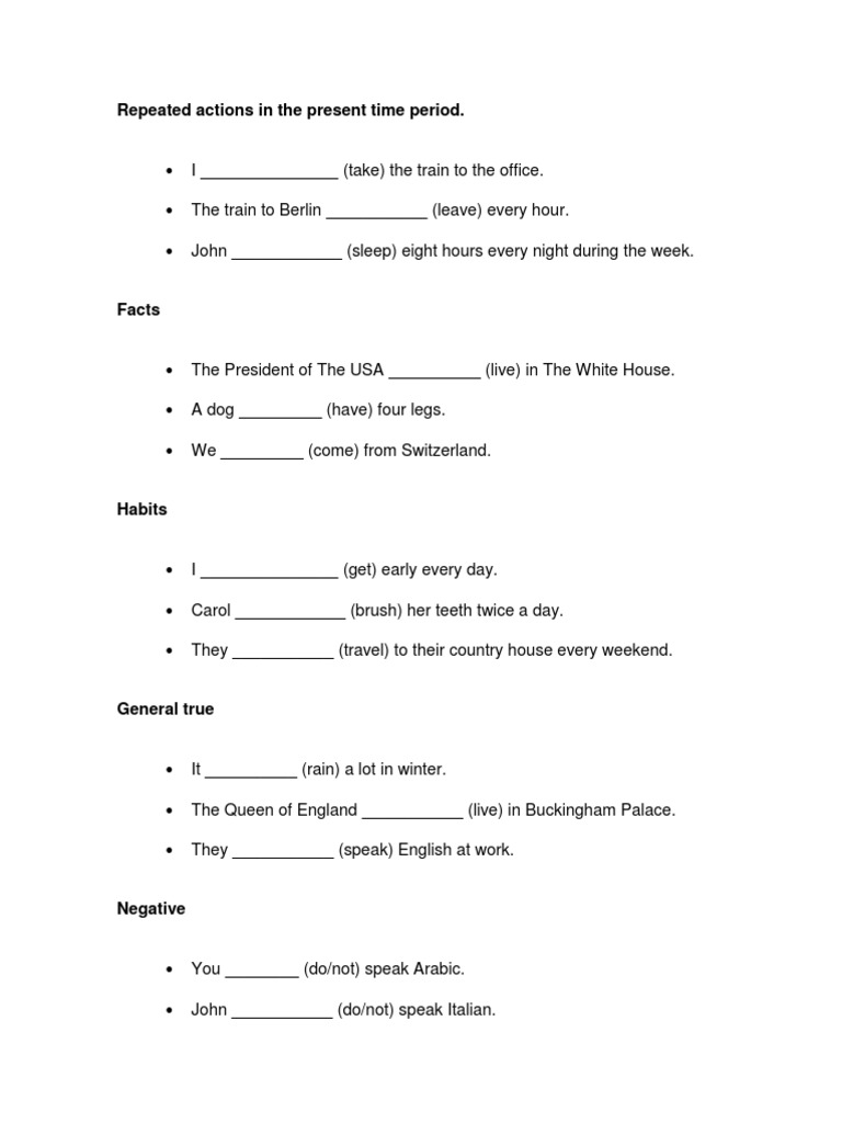 Present Tense Usage Examples | PDF