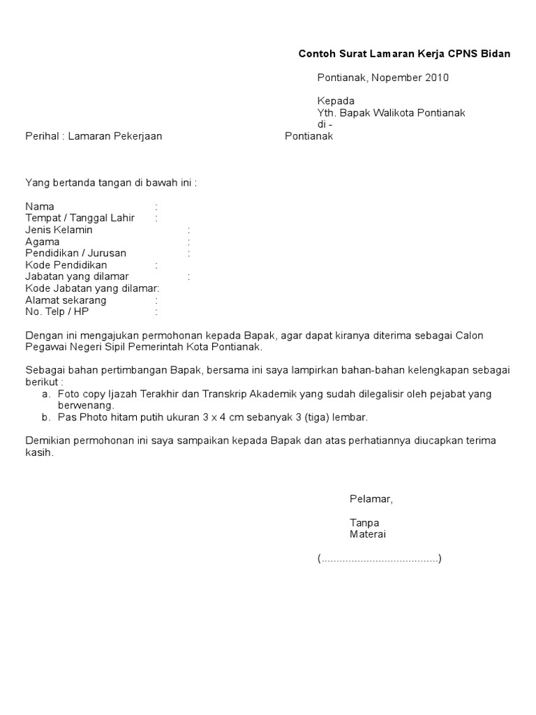 Download 97+ Contoh Surat Lamaran Kerja Cpns Terbaru Gratis