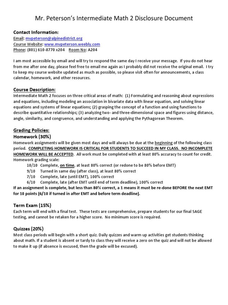 Intermediate Math 2 Course Overview | PDF | Computing And Information ...