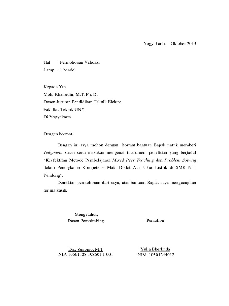 Contoh Surat Validasi - Riset