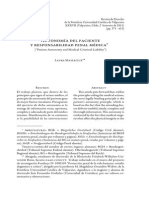 Autonomía Del Paciente y Responsabilidad Penal Medica