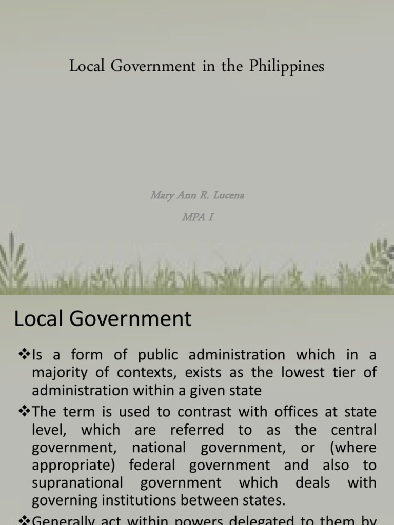 Overview of Philippine Local Government | PDF | Public Law | Philippines
