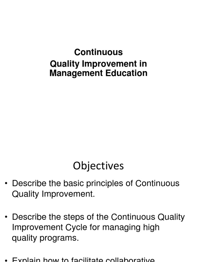 Continuous Quality Improvement in Education | PDF | Goal | Inclusion ...