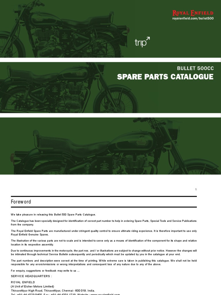 Royal Enfield Bullet 500 Parts Catalogue | Machines | Mechanical Engineering