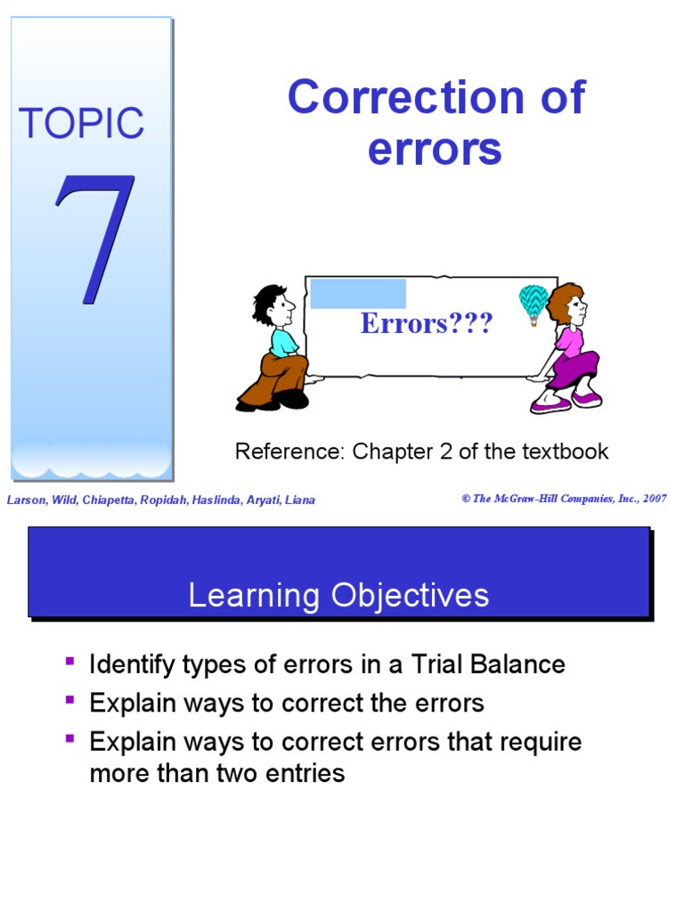 Topic 7 - Correction of Errors | Debits And Credits | Service Industries