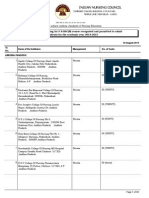 List of Colleges of Nursing For P B BSC (N) Course Recognised and Permitted To Admit Students For The Academic Year 2014-2015