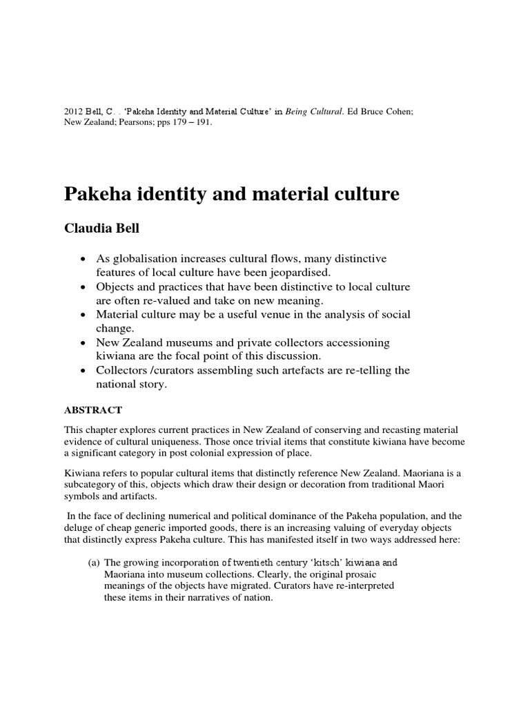 Kiwiana: Pakeha Identity in New Zealand | PDF | Museum | Identity ...