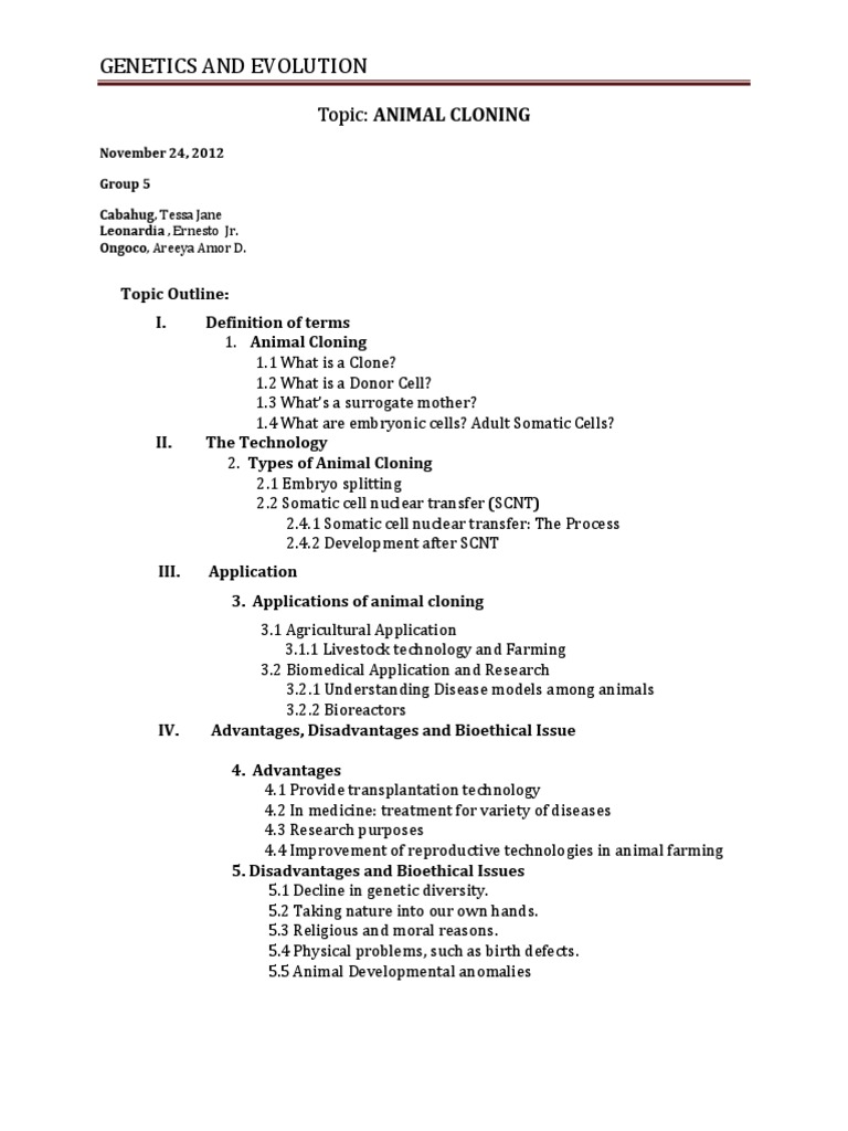 Genetics Report1 Outline | PDF | Cloning | Genetics