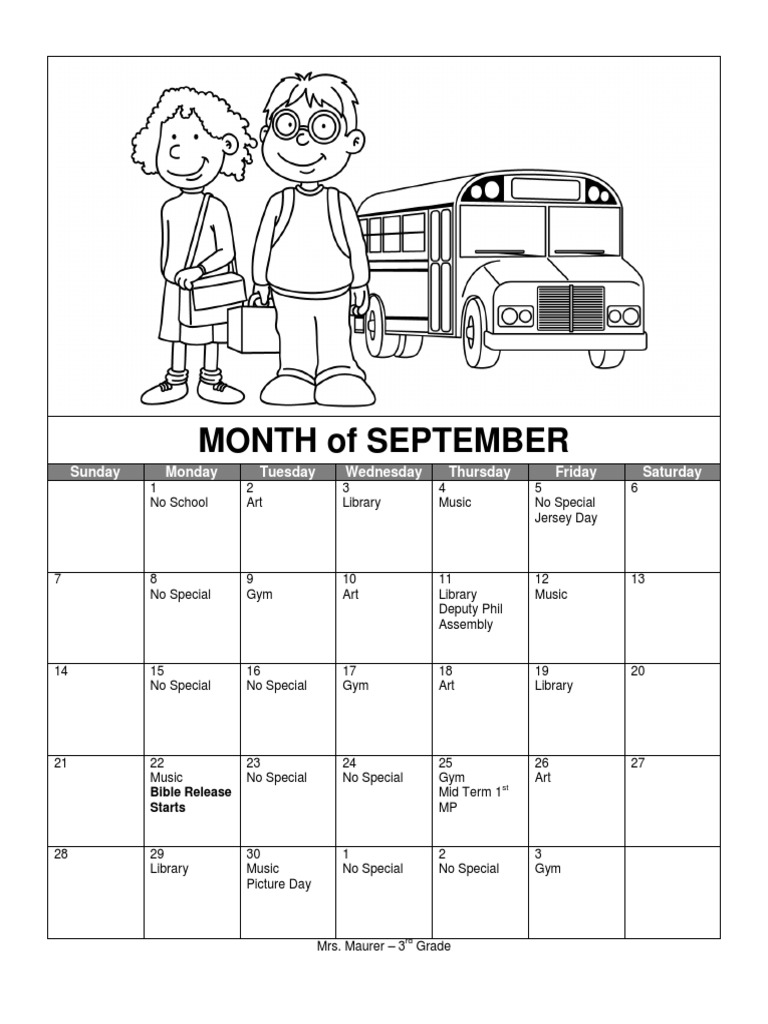 September 3rd Grade Schedule | PDF
