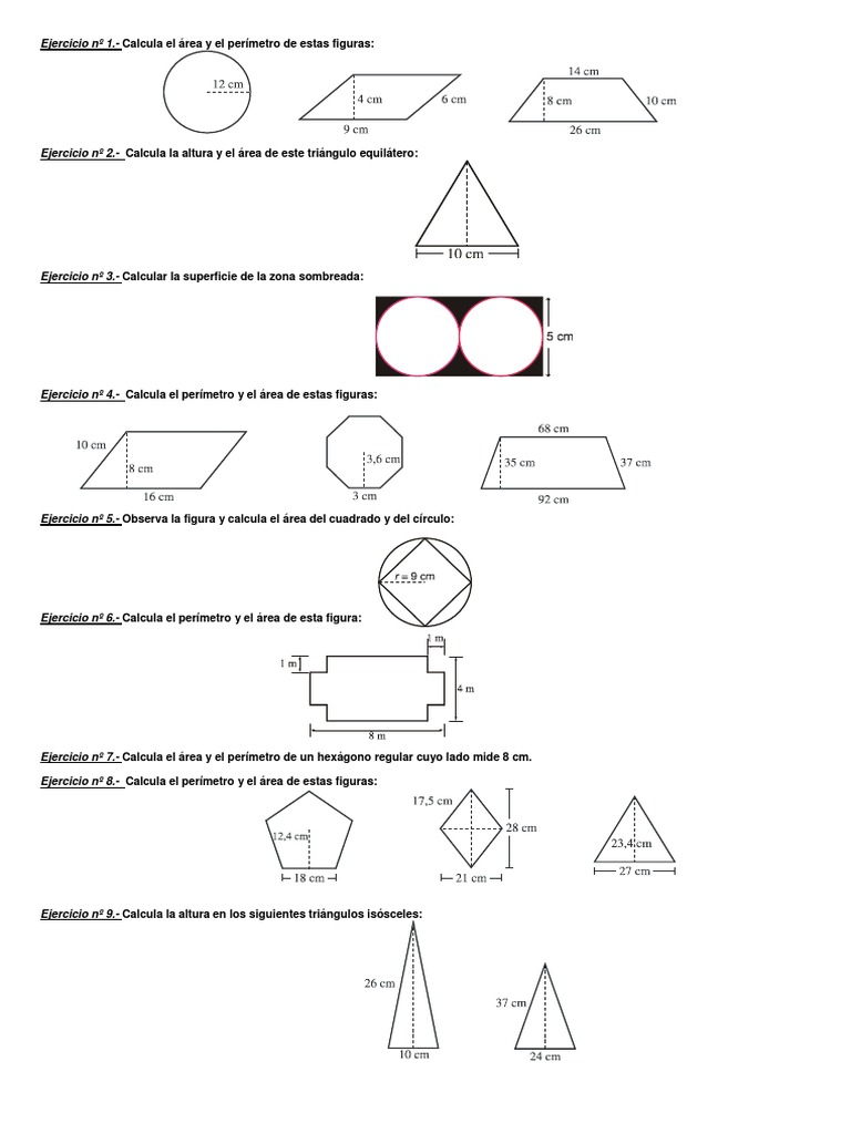 Áreas y Perimetros de Figuras Planas | PDF | Métodos y materiales de ...