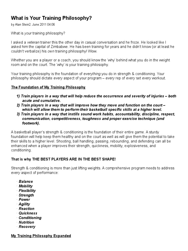 What Is Your Training Philosophy | PDF | Self Care | Determinants Of Health
