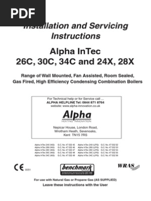 Installation and Servicing Instructions For Alpha InTec 26c, 30c, 34c, 24x  and 28x | PDF | Water Heating | Valve
